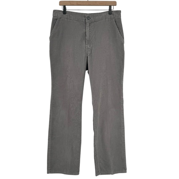 Vintage 80s Levi's Corduroy Pants High Rise Straight Leg Loose Fit Gray | 33" - Picture 3 of 14